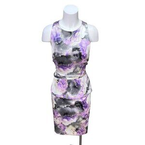 London Times Watercolour Floral Peplum Dress Size 10 NWT